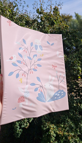 Wickelauflage rosa mit vogel - wickelauflage,